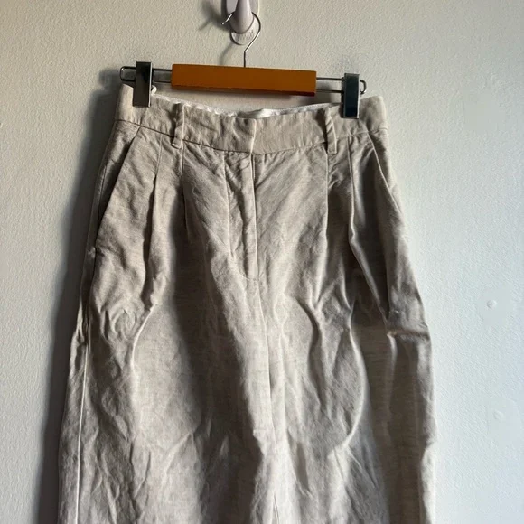 Aritzia Wilfred Sz 4 Effortless Linen Cream Tailored Office Pants - Picture 3 of 13